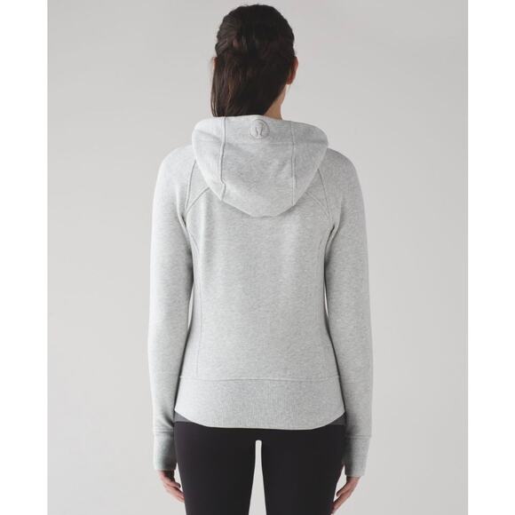 Lululemon Scuba Hoodie Cotton Full Zip Fleece in "Heathered Vapor" Gray Size 6 - Picture 4 of 14